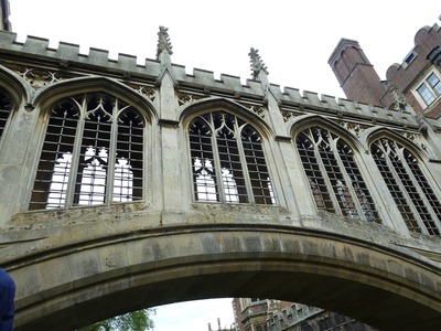 The famous Bridge of Sighs in Cambridge. The opening and naming ceremony was carried out by Queen Victoria who after her visit to Venice  spotted a similarity  to their Bridge of Sighs.