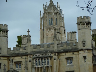 St John's College long standing rivals of Trinity College. The two Colleges are opposite each other. The eagle on the roof of St John's College is purposely looking to the left away from Trinity College. 