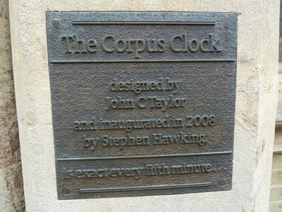The Plaque that explains the Corpus Clock