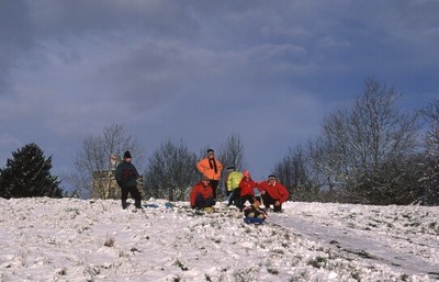 Sledging near the church