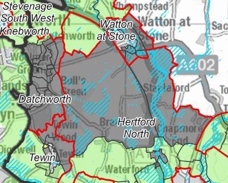 Map of proposed grey belt around Tewin
