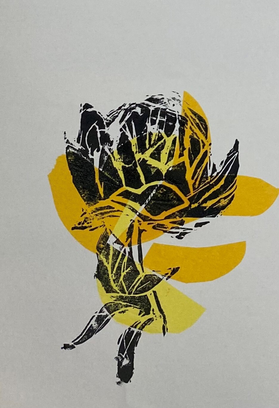 Lino print of flower