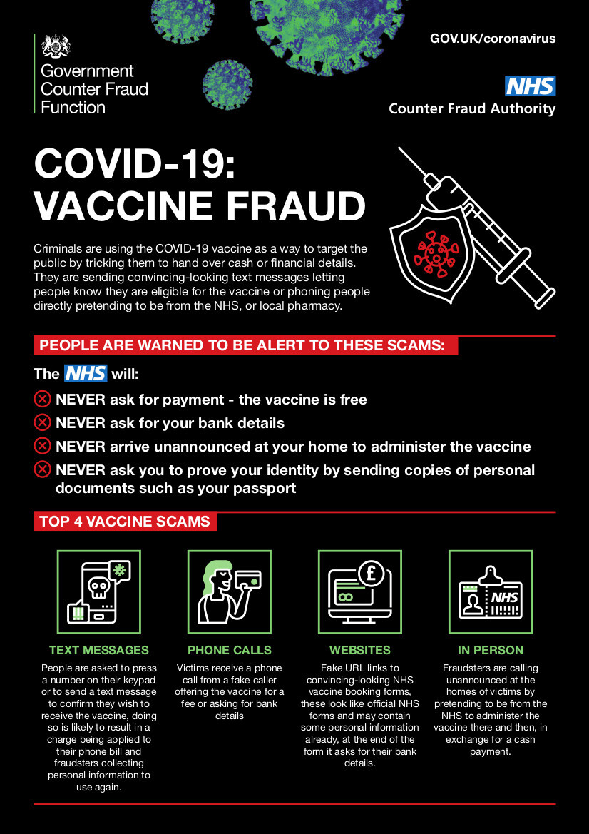 Covid-19 vacination fraud poster